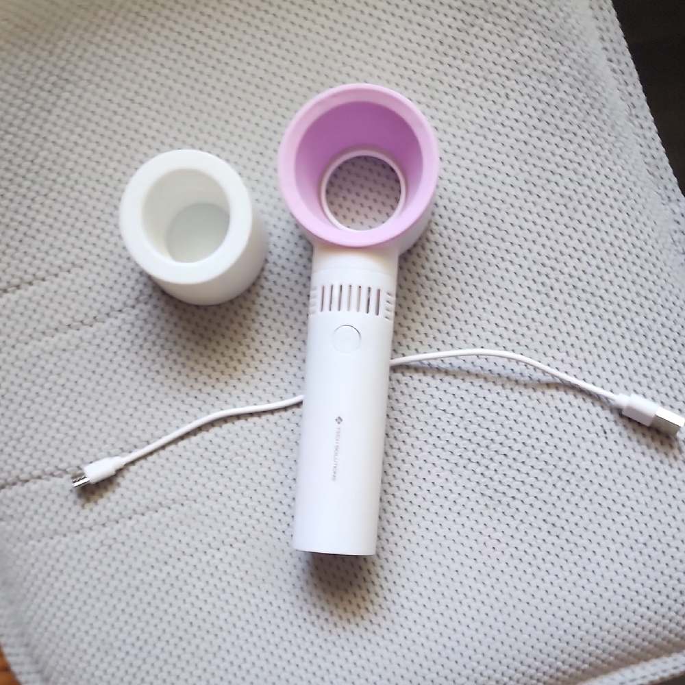 White and Pink Portable Fan